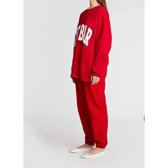 The Bar Varsity Ruby and White Sweatpants